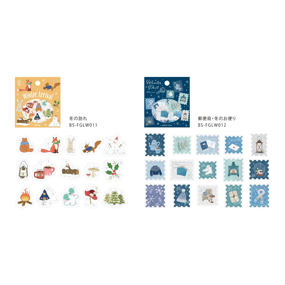 BGM Foil Stamping Winter Limited Edition Flake Seal in Winter Letter design - shimmering foil stamping ideal for decorating journals, gifts, and more, these flake seals evoke the cozy, picturesque charm of a snowy town.