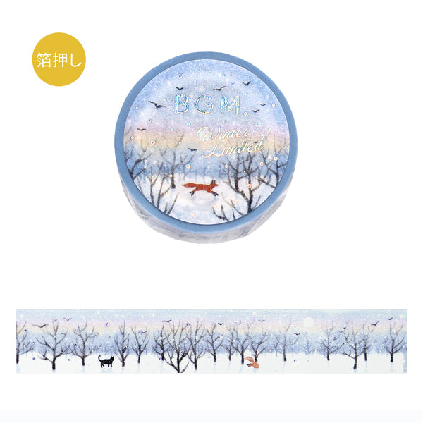 BGM Foil Stamping Winter Limited Edition Masking Tape in Morning Forest Walk design. A stunning foil-stamped design perfect for adding a touch of elegance to your planners, journals, and creative projects.