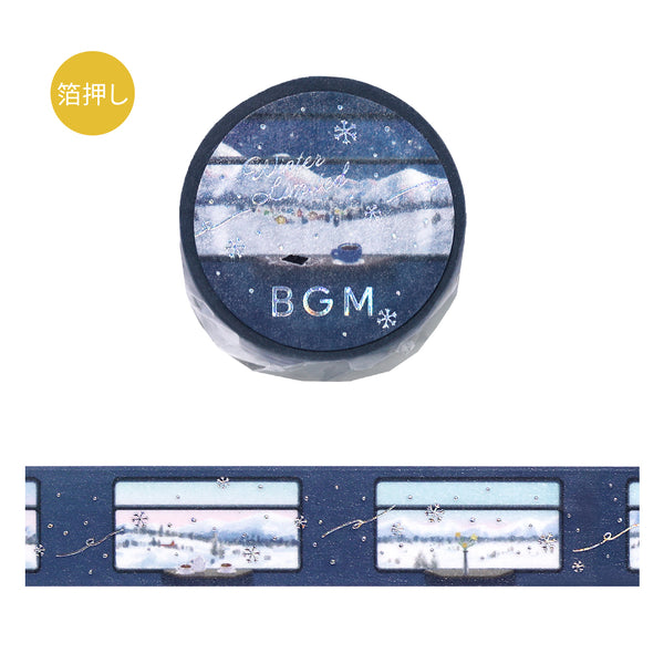 BGM Foil Stamping Winter Limited Edition Masking Tape - Snow Sleeping Train — roll front