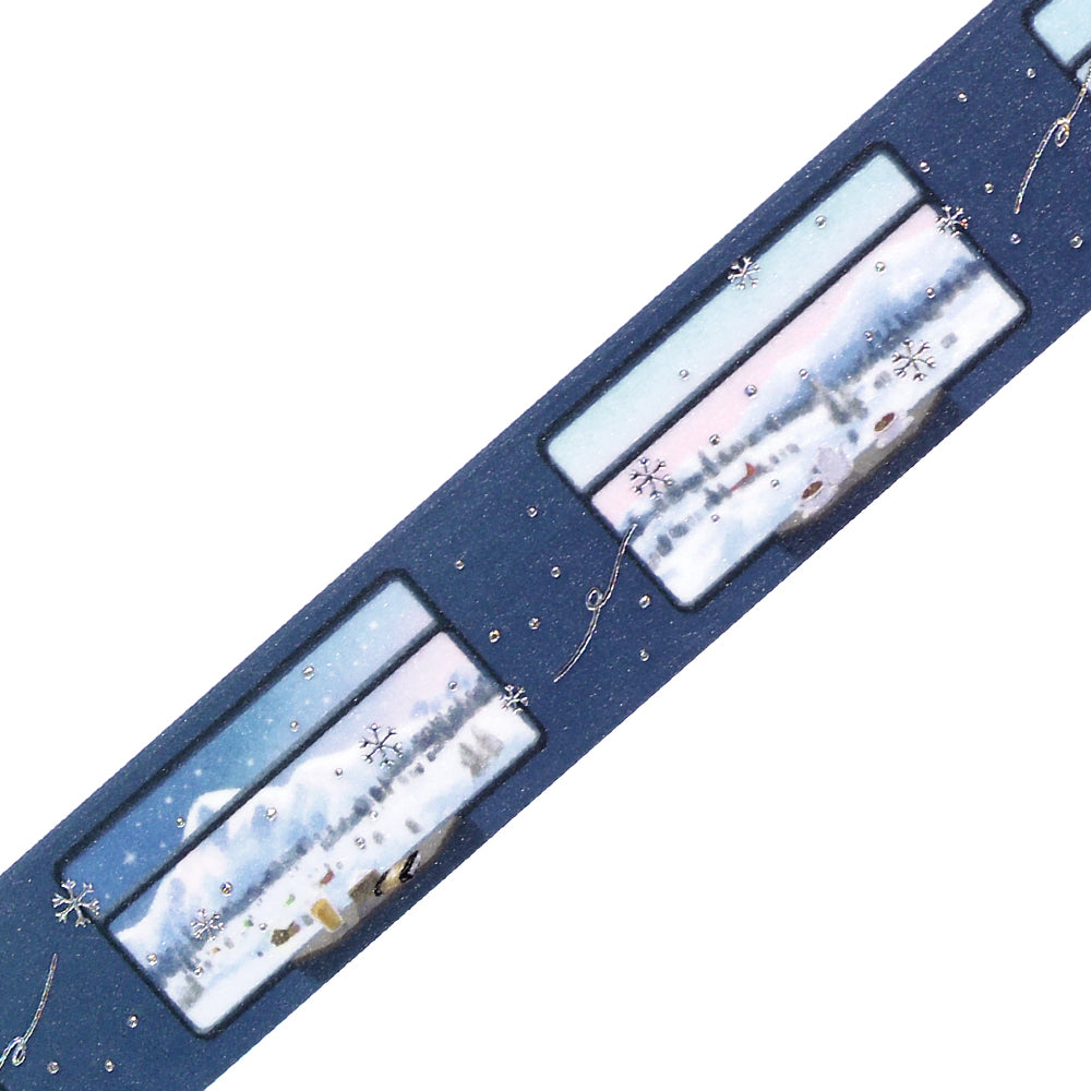BGM Foil Stamping Winter Limited Edition Masking Tape - Snow Sleeping Train — pattern detail
