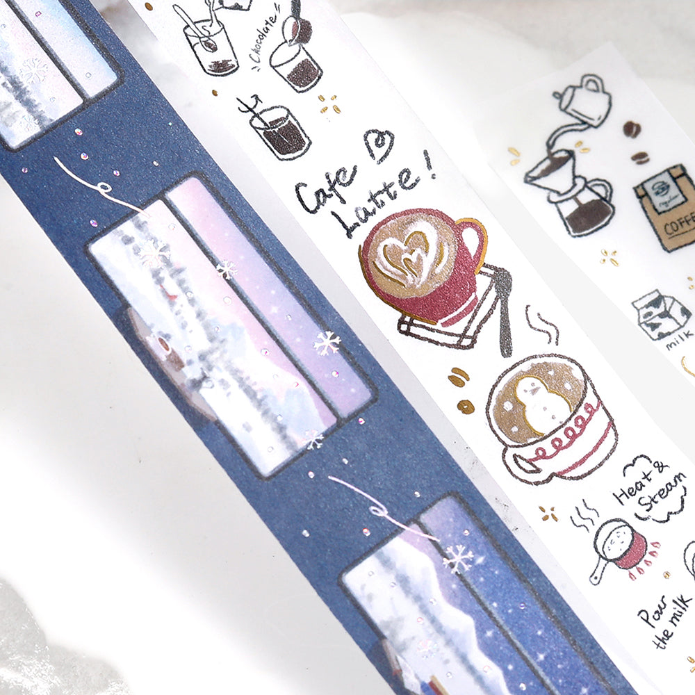 BGM Foil Stamping Winter Limited Edition Masking Tape - Snow Sleeping Train — applied on surface