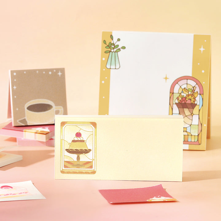 BGM Memo Seal Set: MEMONO - Café à la Mode Stained Glass — in use