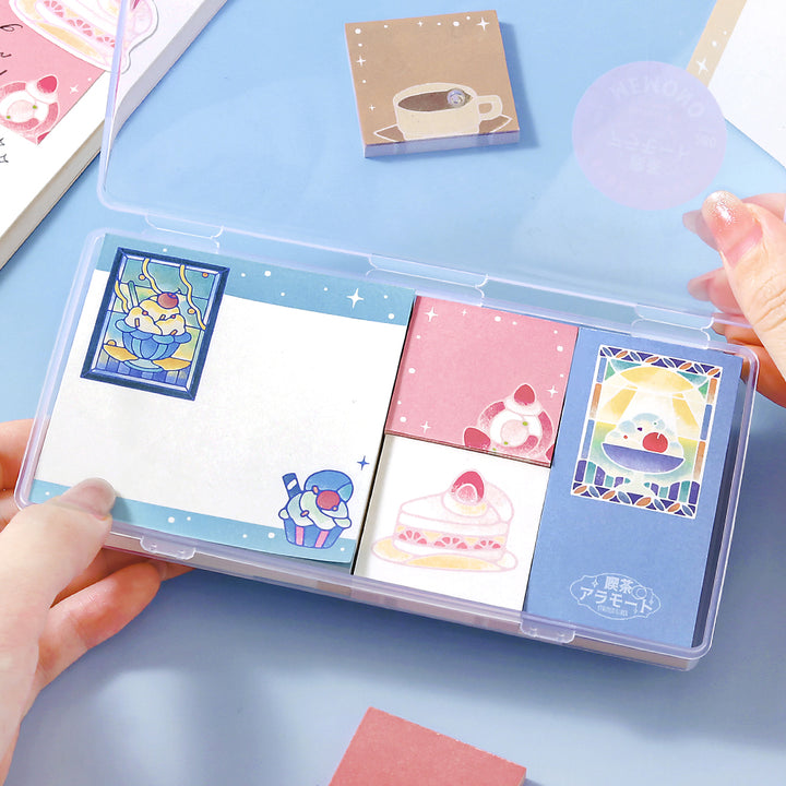 BGM Memo Seal Set: MEMONO - Café à la Mode Stained Glass — angle view