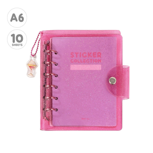 BGM Notebook-Style Sticker Book: A6 Glitter Pink — front view