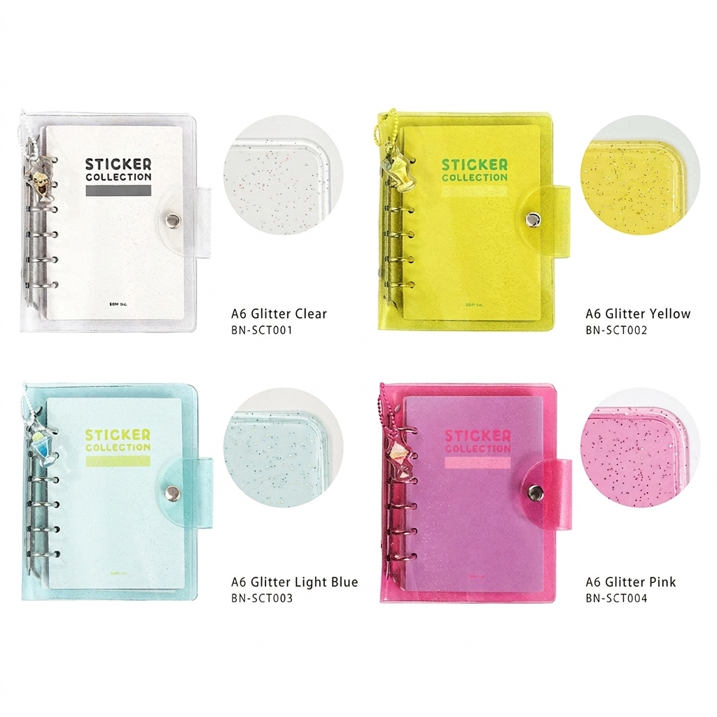 BGM Notebook-Style Sticker Book: A6 Glitter Pink
