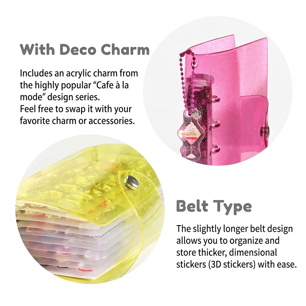 BGM Notebook-Style Sticker Book: A6 Glitter Pink