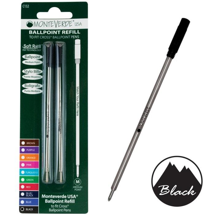 Monteverde Soft Roll Ballpoint Refill To Fit Cross Ballpoint Pen Black
