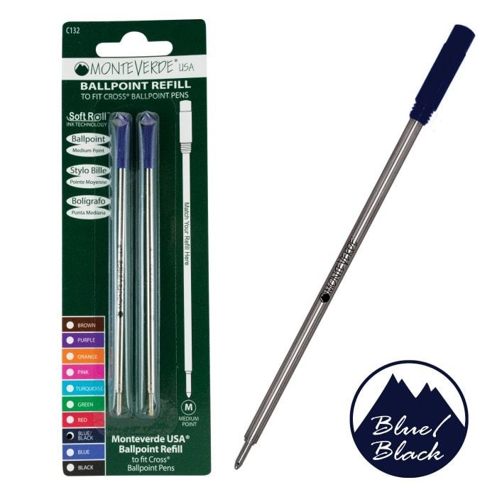 Monteverde Soft Roll Ballpoint Refill To Fit Cross Ballpoint Pen Blue-Black — Monteverde ballpoint pen — reliable smooth-writing everyday pen, at Cityluxe Singapore