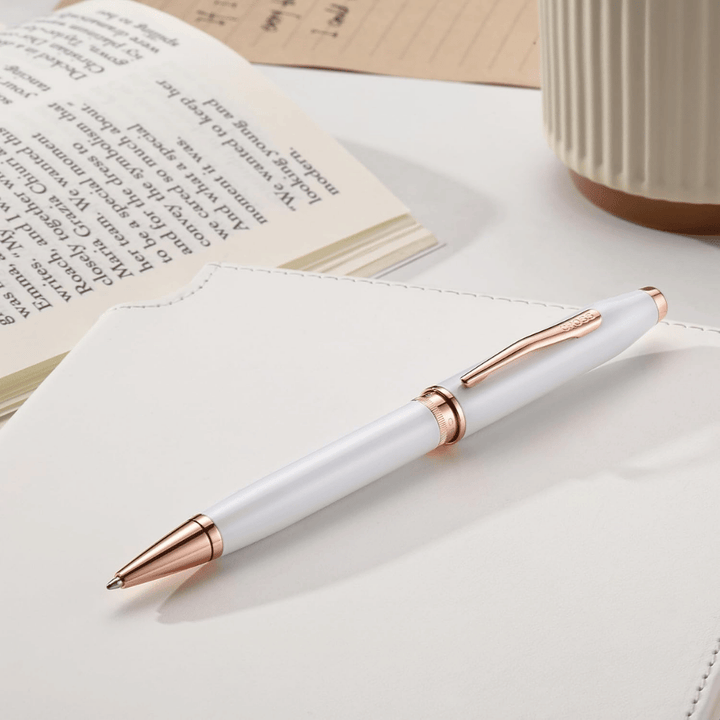 Cross Foundry Lacquer White With Rose Gold Ballpoint Pen