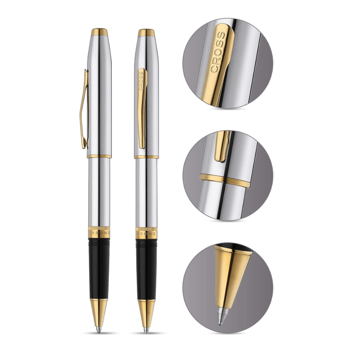 Cross Foundry Polished Chrome With Gold PVD Rollerball Pen
