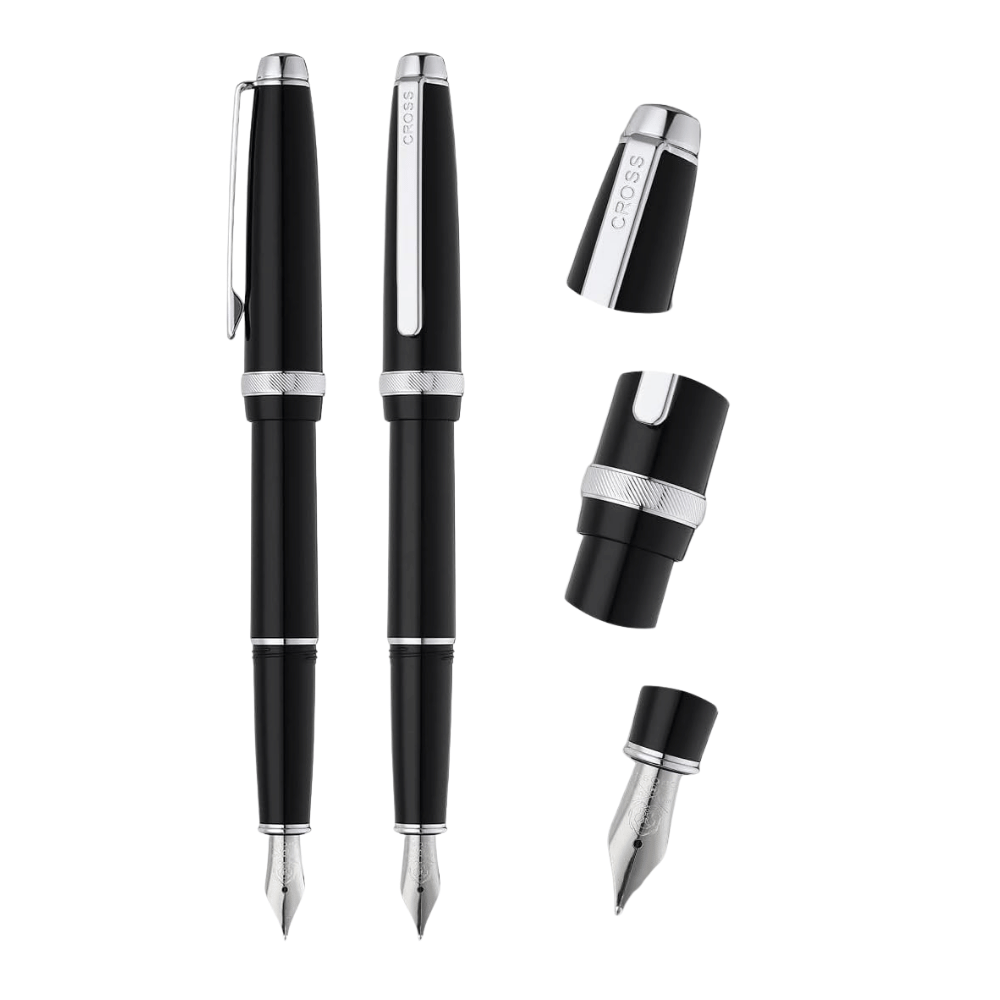 Cross Lume Black With Polished Chrome Fountain Pen - Medium Nib