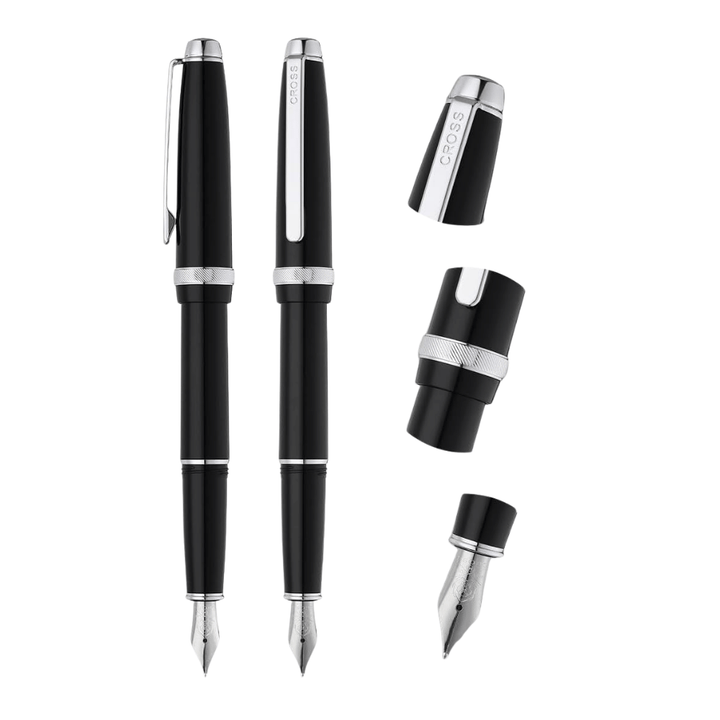Cross Lume Black With Polished Chrome Fountain Pen - Medium Nib