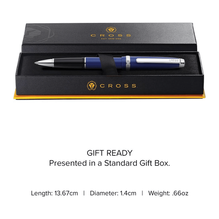 Cross Lume Blue With Polished Chrome Ballpoint Pen