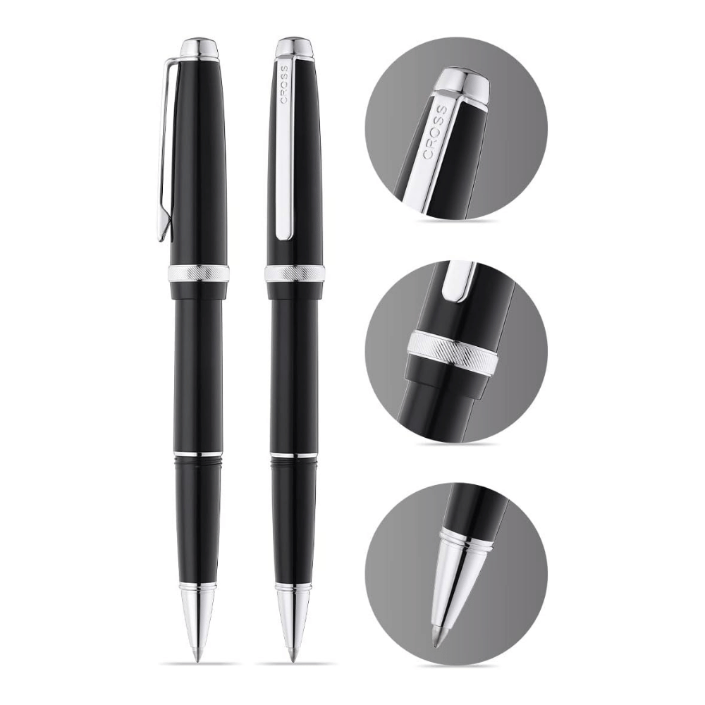 Cross Lume Selectip Black With Polished Chrome Rollerball Pen