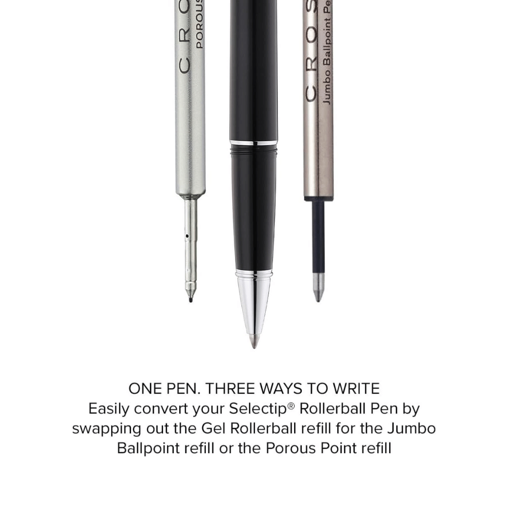 Cross Lume Selectip Black With Polished Chrome Rollerball Pen
