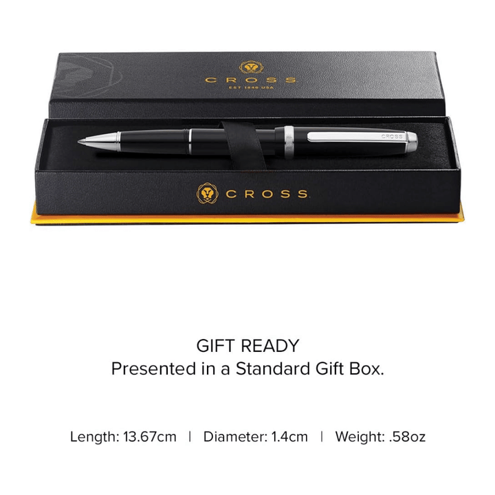 Cross Lume Selectip Black With Polished Chrome Rollerball Pen