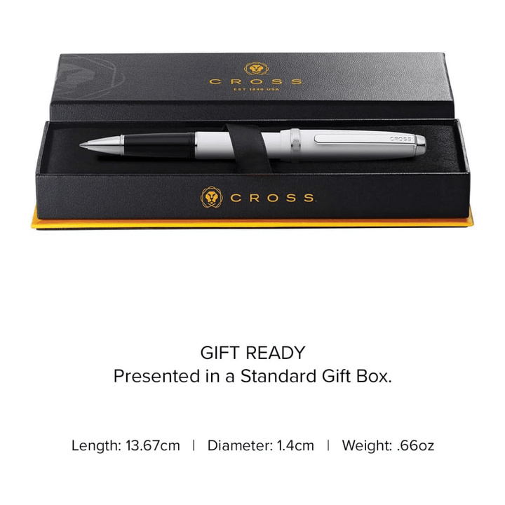 Cross Lume White With Polished Chrome Ballpoint Pen
