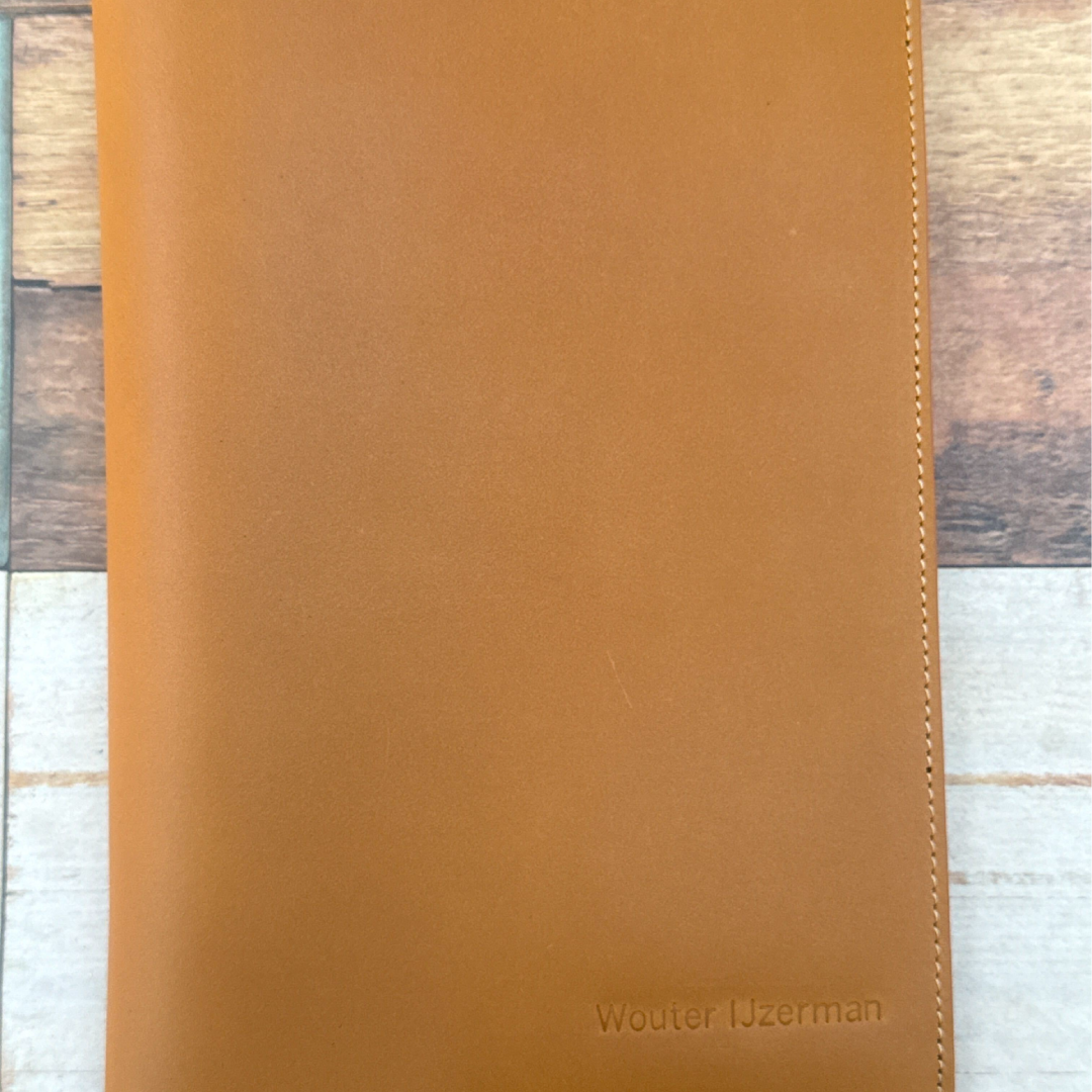 Custom Notebook Embossing – Personalised Name Embossing on Luxo Notebook Leather Cover A5 in Camel at Cityluxe WorkRoom