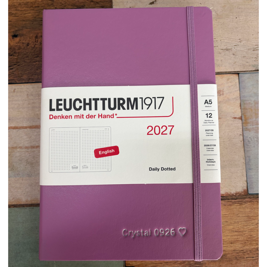 Leuchtturm1917 A5 Medium Daily Planner 2027 - Dotted / Dusty Rose