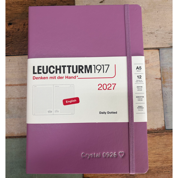 Leuchtturm1917 A5 Medium Daily Planner 2027 - Dotted / Dusty Rose