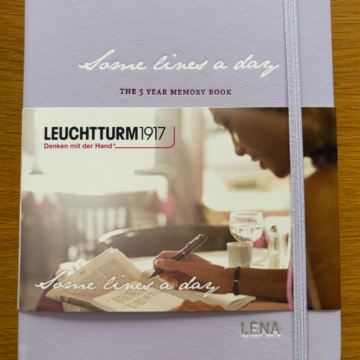 Custom Notebook Embossing – Personalised Name Silver Embossing on Leuchtturm1917 Some Lines A Day A5 Medium Hardcover Notebook in Lilac at Cityluxe WorkRoom