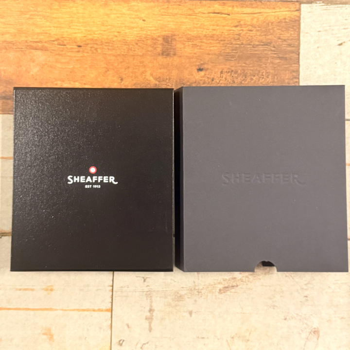 Custom Pen Engraving – Personalised Corporate Name Engraving on Sheaffer VFM E9405 Matte Black CT Ballpoint Pen with A6 Notebook Gift Set at Cityluxe WorkRoom
