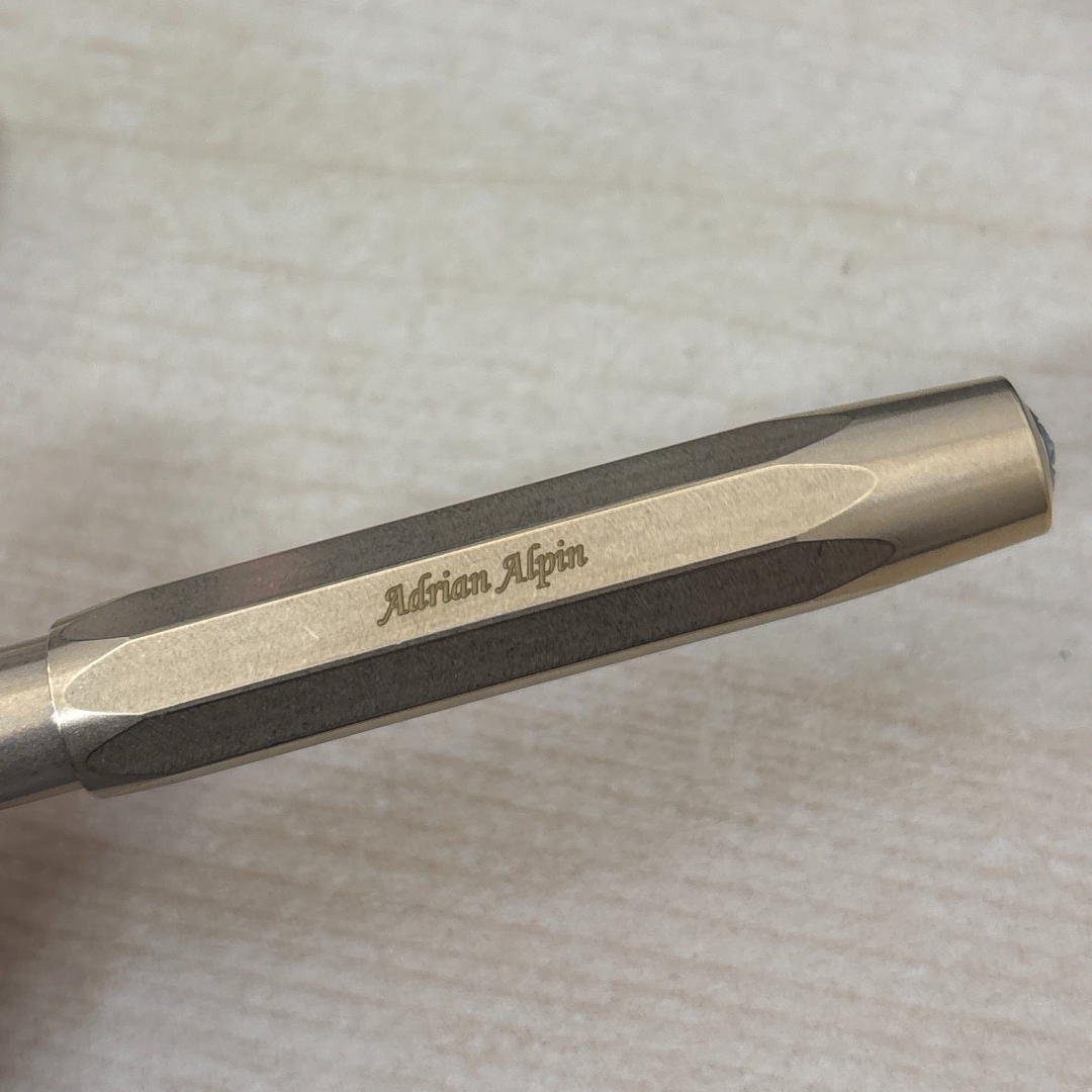 Custom Pen Engraving – Personalised Name Engraving on Kaweco Brass Sport Fountain Pen at Cityluxe WorkRoom