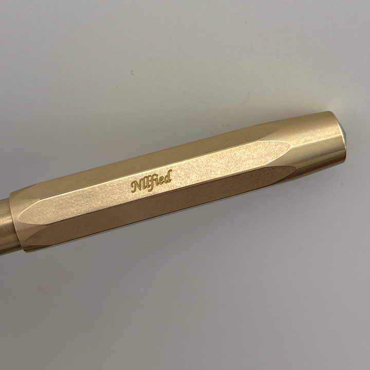 Custom Pen Engraving – Personalised Name Engraving on Kaweco Brass Sport Fountain Pen at Cityluxe WorkRoom