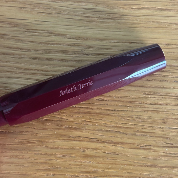 Custom Pen Engraving – Personalised Name Engraving on Kaweco Classic Sport Fountain Pen - Bordeaux at Cityluxe WorkRoom