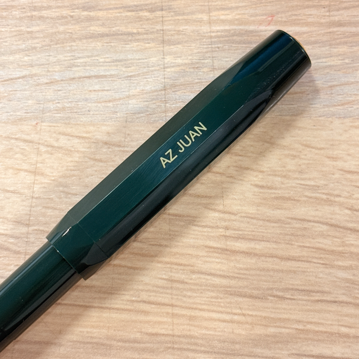Custom Pen Engraving – Personalised Name Engraving on Kaweco Classic Sport Fountain Pen - Green at Cityluxe WorkRoom