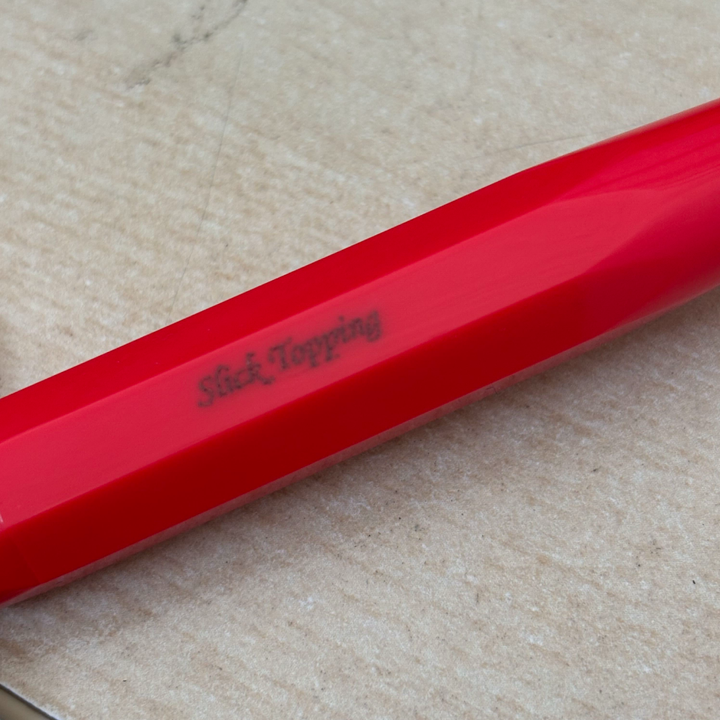 Custom Pen Engraving – Personalised Name Engraving on Kaweco Classic Sport Fountain Pen in Red at Cityluxe WorkRoom