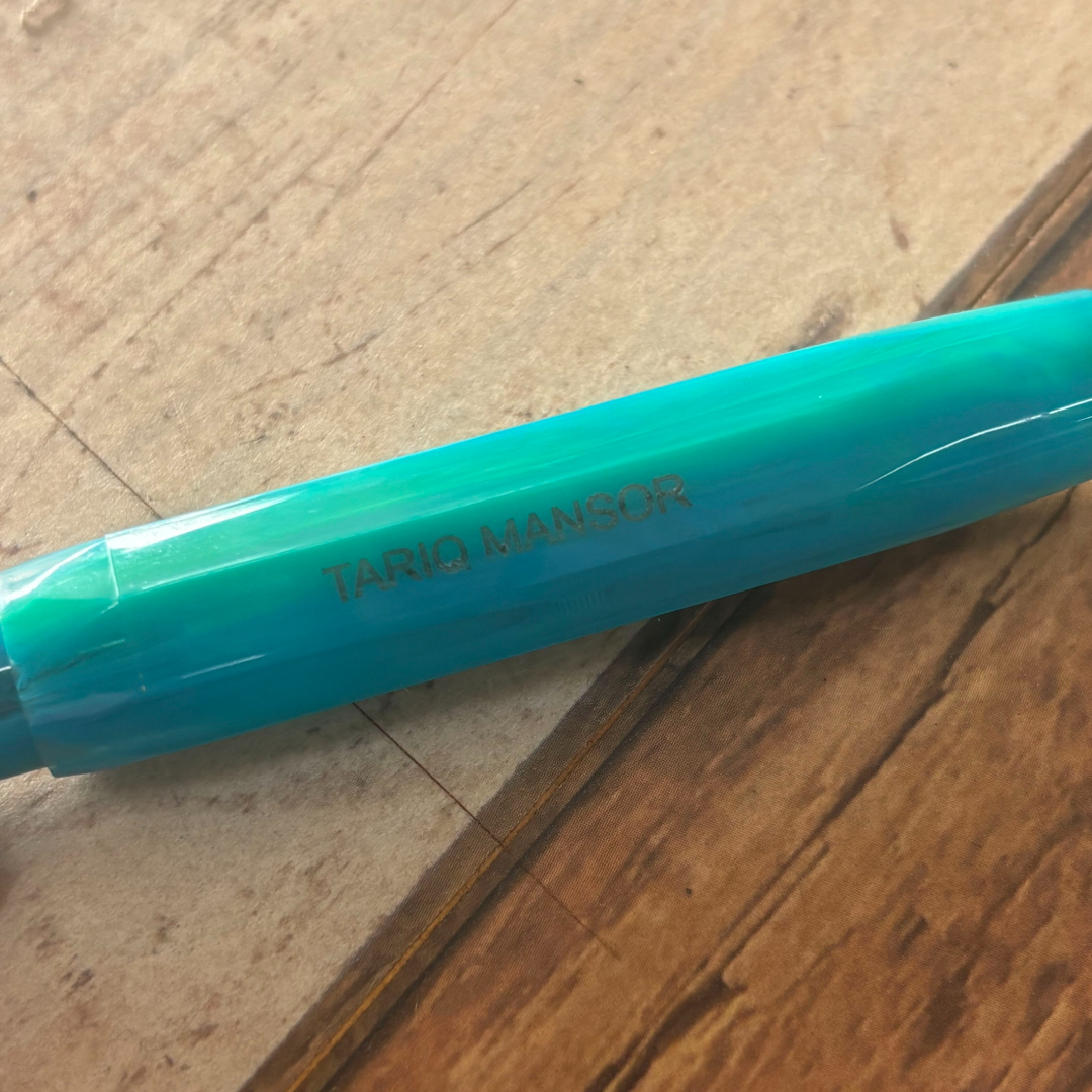 Custom Pen Engraving – Personalised Name Engraving on Kaweco Collection Fountain Pen - Marble Ocean at Cityluxe WorkRoom