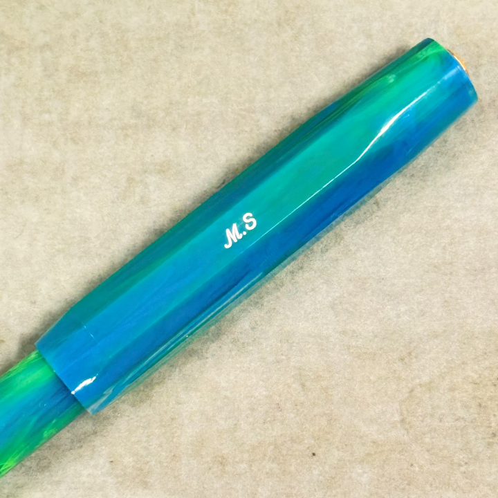 Custom Pen Engraving – Personalised Name Engraving on Kaweco Collection Fountain Pen - Marble Ocean at Cityluxe WorkRoom