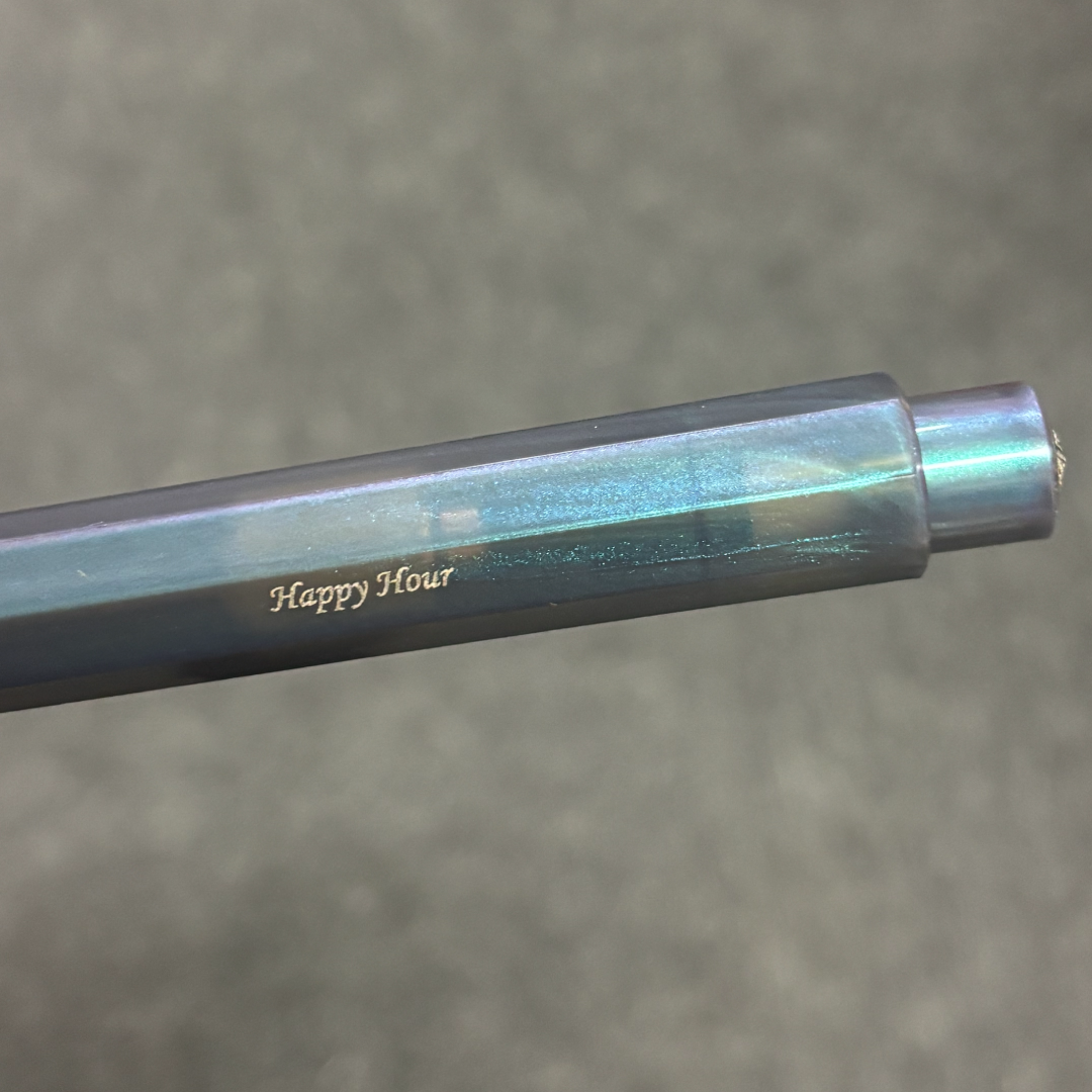 Custom Pen Engraving – Personalised Name Engraving on Kaweco Lunar Sport Ballpen - Shadow Blue at Cityluxe WorkRoom