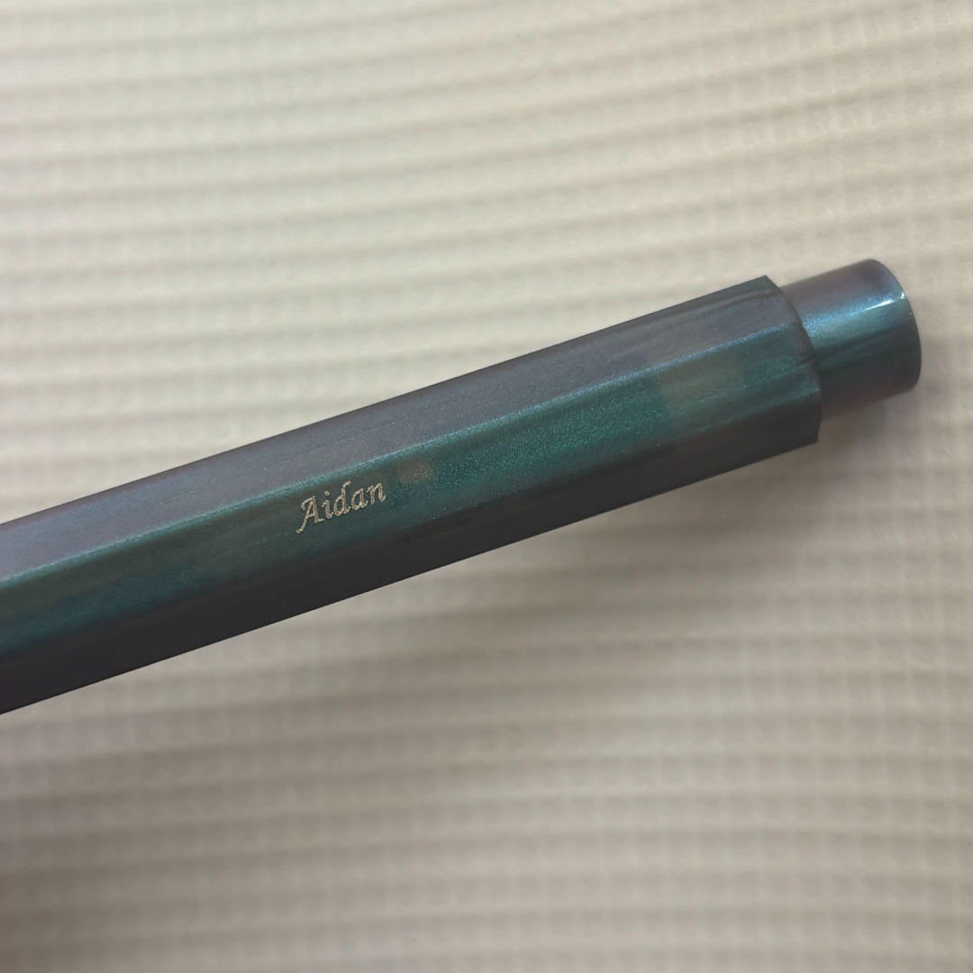Custom Pen Engraving – Personalised Name Engraving on Kaweco Lunar Sport Ballpen - Shadow Blue at Cityluxe WorkRoom