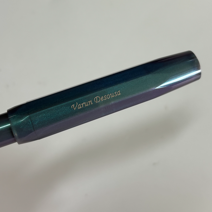 Custom Pen Engraving – Personalised Name Engraving on Kaweco Lunar Sport Gel Roller - Shadow Blue at Cityluxe WorkRoom