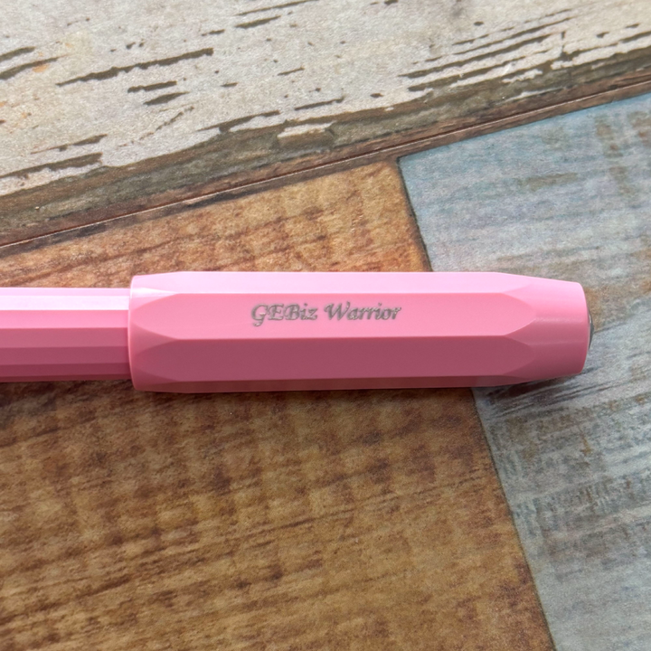 Custom Pen Engraving – Personalised Name Engraving on Kaweco Perkeo Rollerball Pen - Peony Blossom at Cityluxe WorkRoom