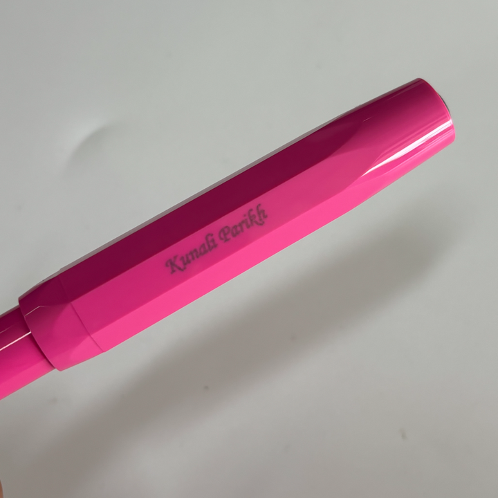 Custom Pen Engraving – Personalised Name Engraving on Kaweco Skyline Sport Gel Rollerball Pen - Pink at Cityluxe WorkRoom