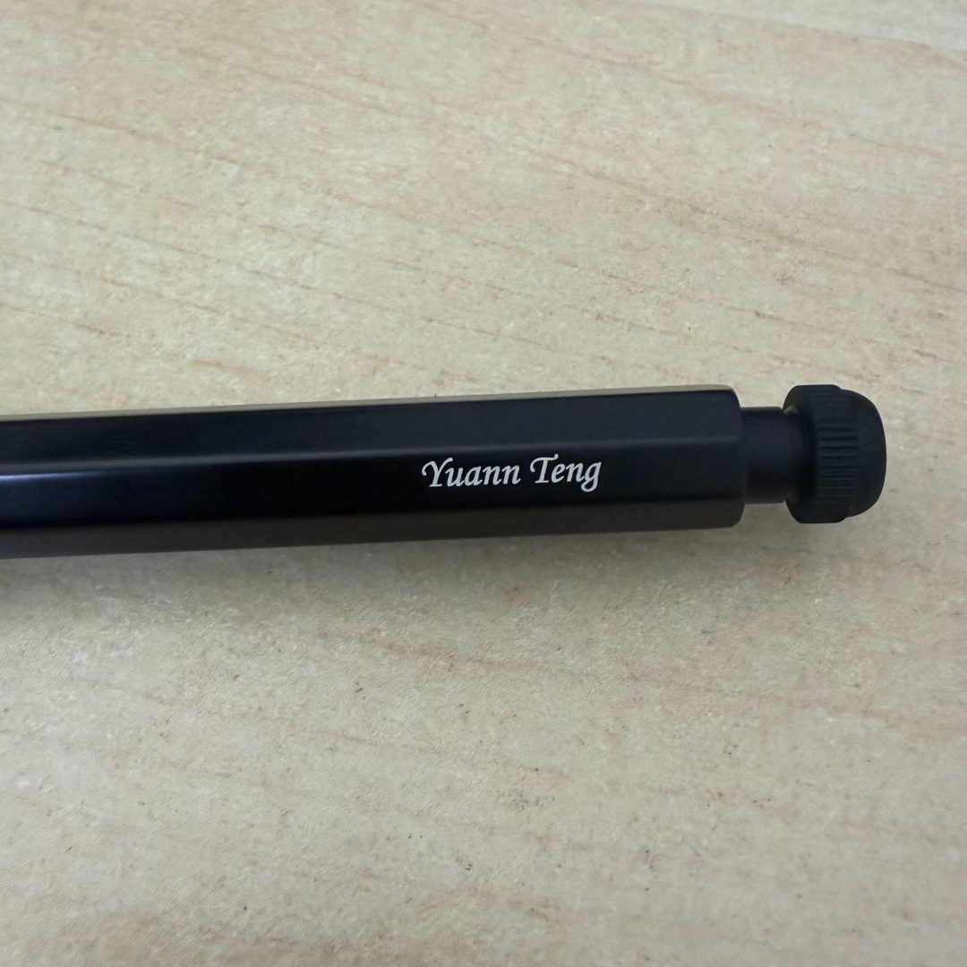 Custom Pen Engraving – Personalised Name Engraving on Kaweco Special Mechanical Pencil in Black at Cityluxe WorkRoom