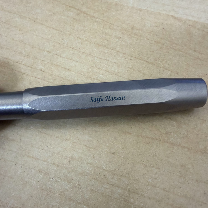 Custom Pen Engraving – Personalised Name Engraving on Kaweco Steel Sport Fountain Pen at Cityluxe WorkRoom