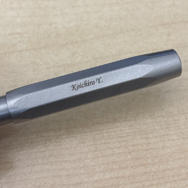 Custom Pen Engraving – Personalised Name Engraving on Kaweco Steel Sport Gel Roller Pen at Cityluxe WorkRoom