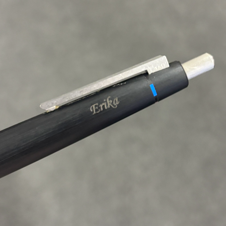 Custom Pen Engraving – Personalised Name Engraving on LAMY 2000 4 Color Ballpoint Pen with Brushed Stainless Steel Clip - Black at Cityluxe WorkRoom