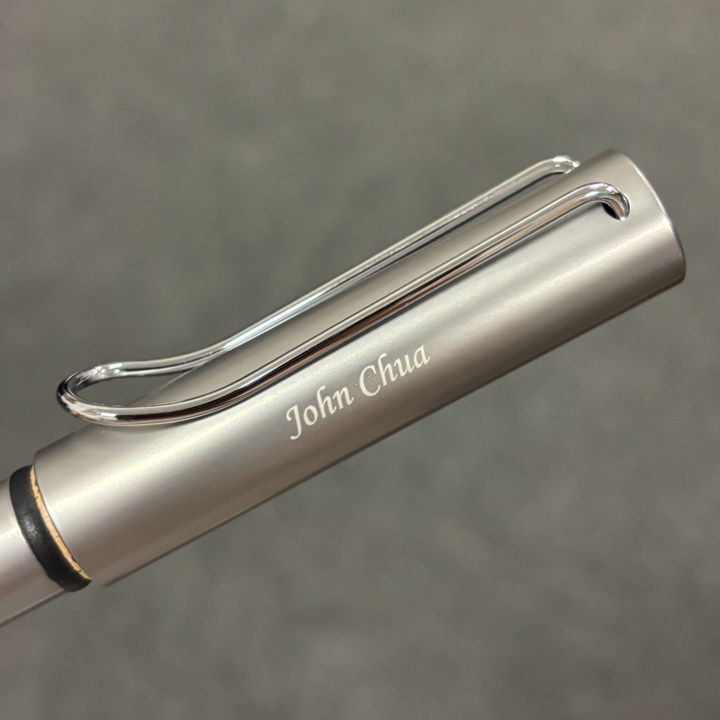 Custom Pen Engraving – Personalised Name Engraving on Lamy AL-Star Fountain Pen Graphite at Cityluxe WorkRoom