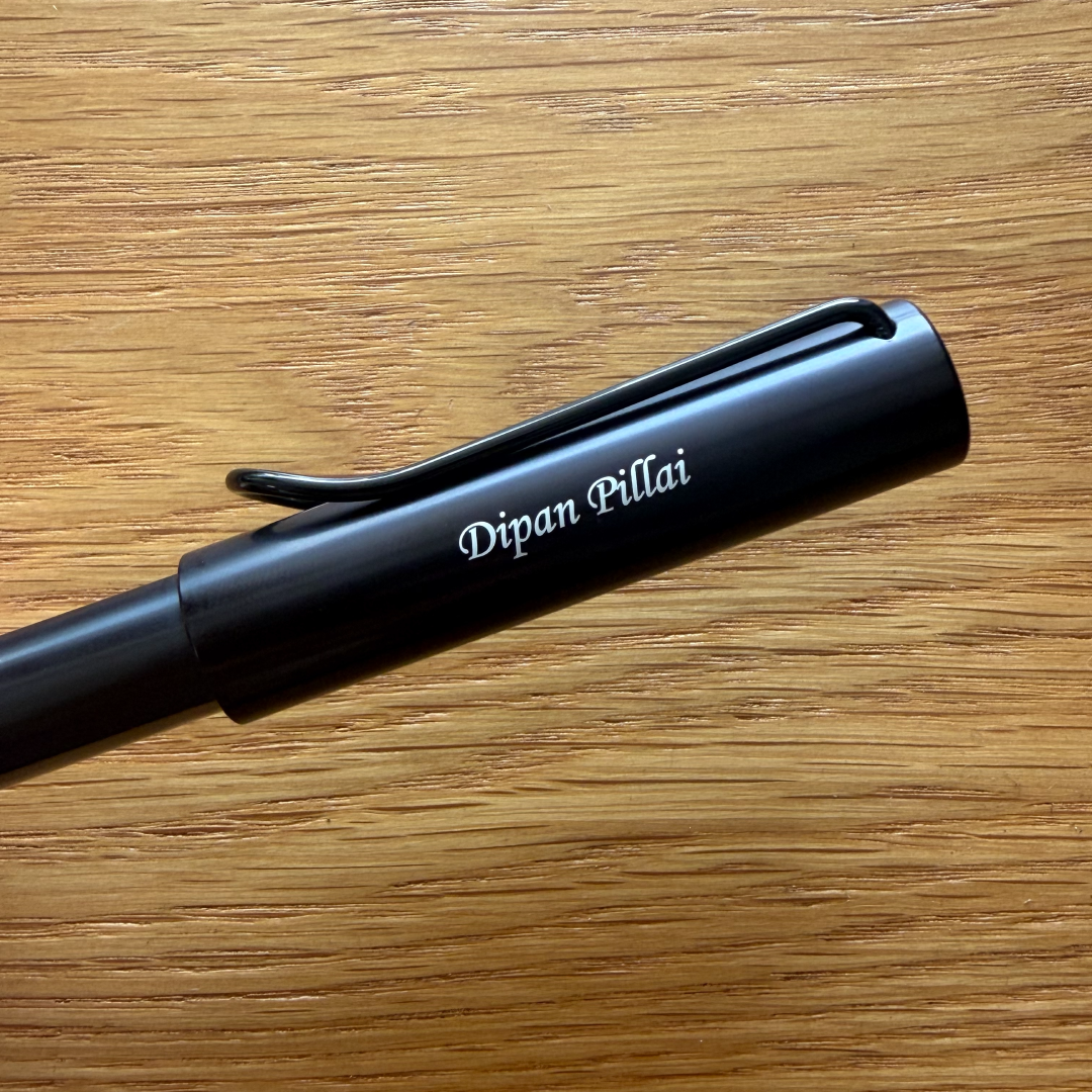 Custom Pen Engraving – Personalised Name Engraving on Lamy AL-Star Rollerball Pen Black at Cityluxe WorkRoom