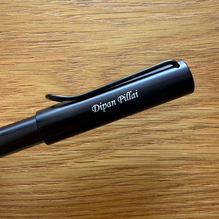 Custom Pen Engraving – Personalised Name Engraving on Lamy AL-Star Rollerball Pen Black at Cityluxe WorkRoom