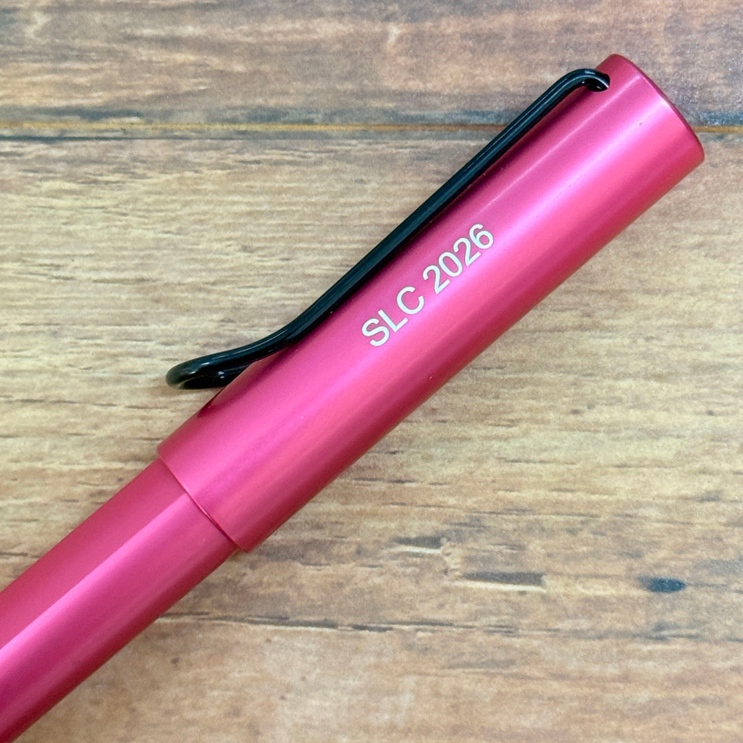 Custom Pen Engraving – Personalised Name Engraving on LAMY AL-Star Rollerball Pen Fiery at Cityluxe WorkRoom