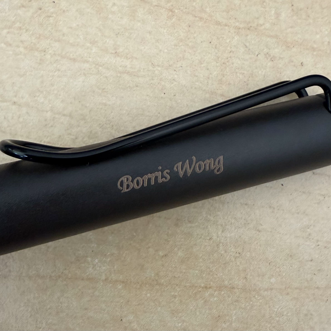 Custom Pen Engraving – Personalised Name Engraving on Lamy Safari Fountain Pen Umbra at Cityluxe WorkRoom