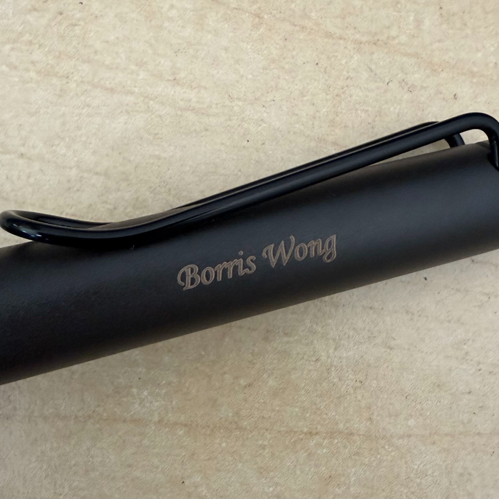 Custom Pen Engraving – Personalised Name Engraving on Lamy Safari Fountain Pen Umbra at Cityluxe WorkRoom