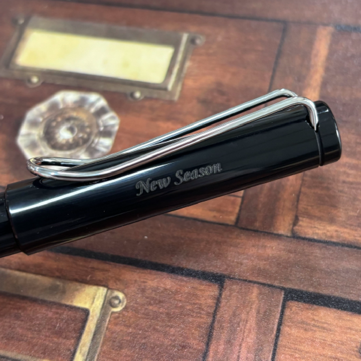 Custom Pen Engraving – Personalised Name Engraving on Lamy Safari Rollerball Pen Black at Cityluxe WorkRoom