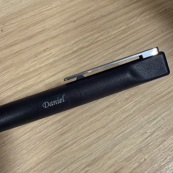 Custom Pen Engraving – Personalised Name Engraving on Lamy Xevo Ballpoint Pen Black at Cityluxe WorkRoom